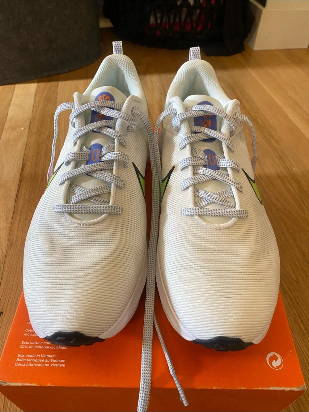 NEW Nike Downshifter 12 Womens Summit White Obsidian Lime Blast